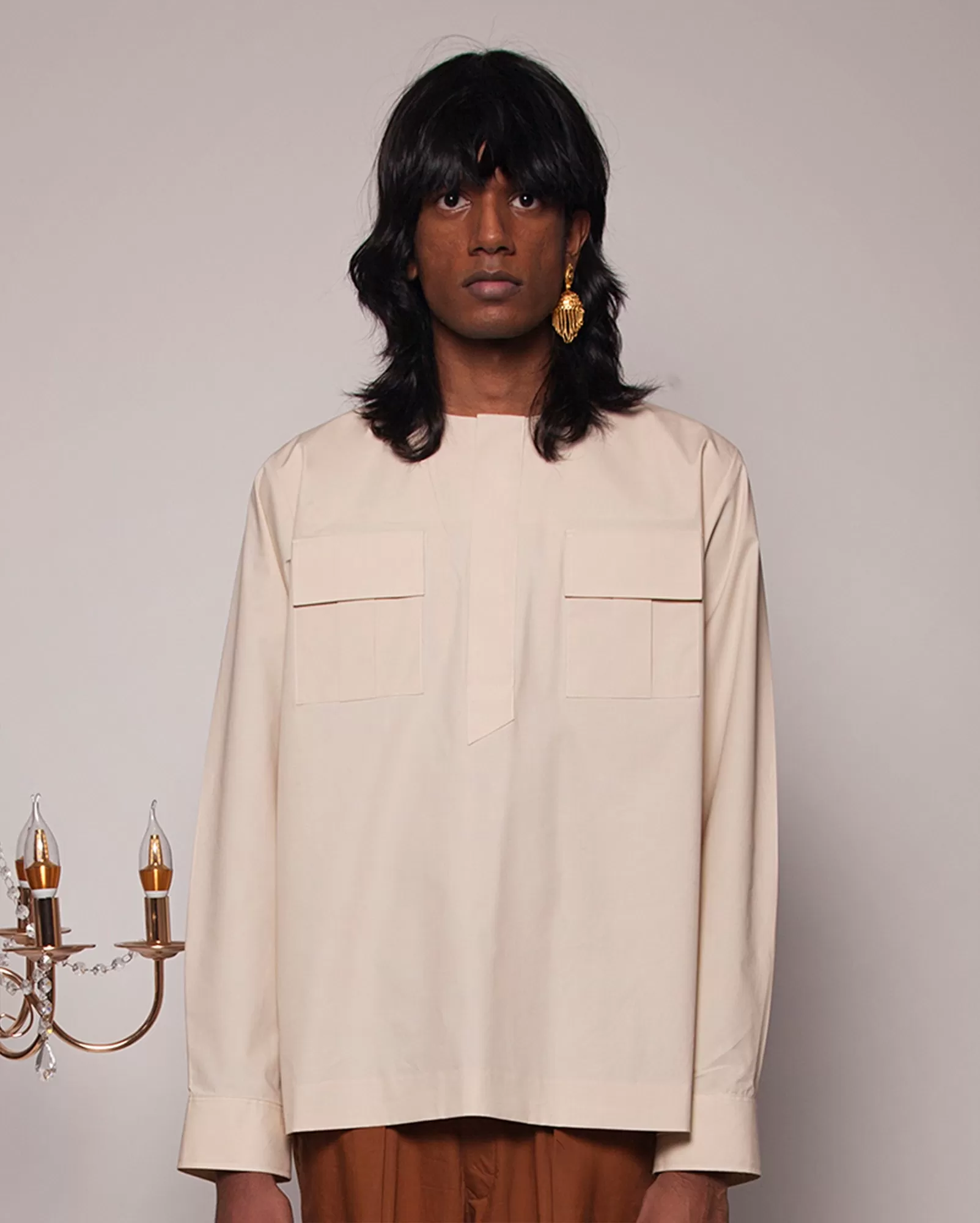 Kurta Pendek Berpoket (Cream)