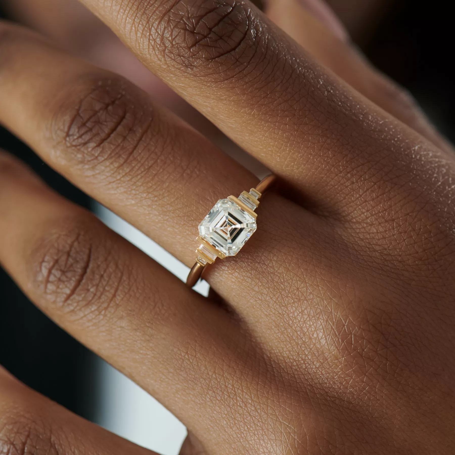 Lab Grown Asscher Diamond Engagement Ring