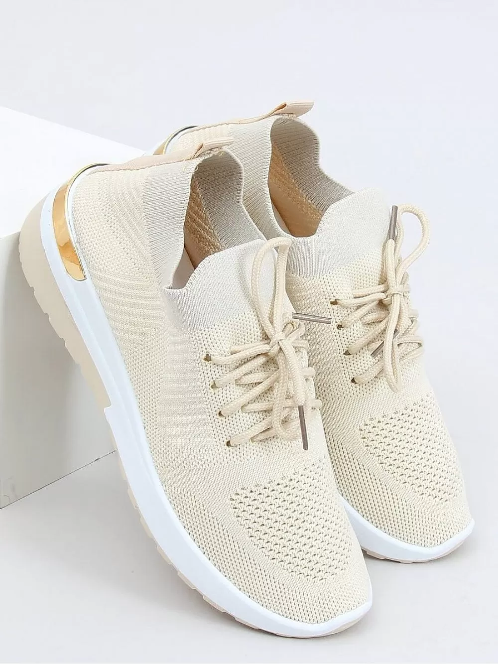 Lace-Up Sport Shoes Beige