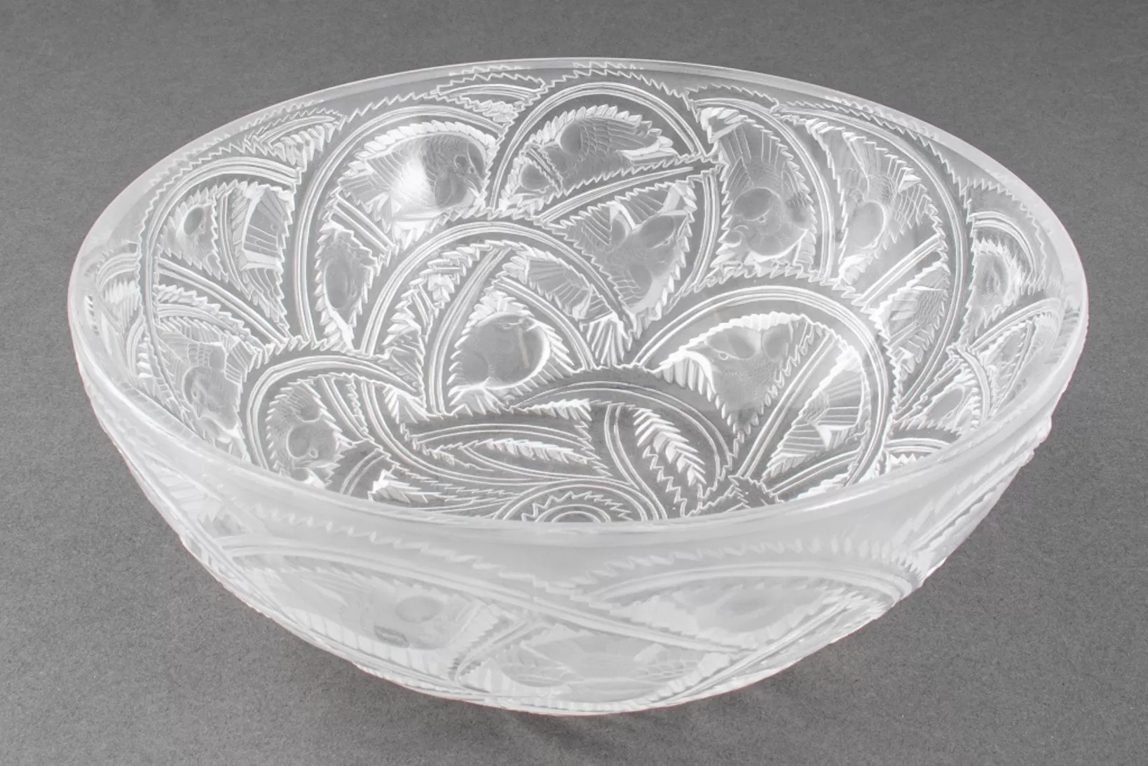 Lalique Frosted & Clear Crystal Bowl