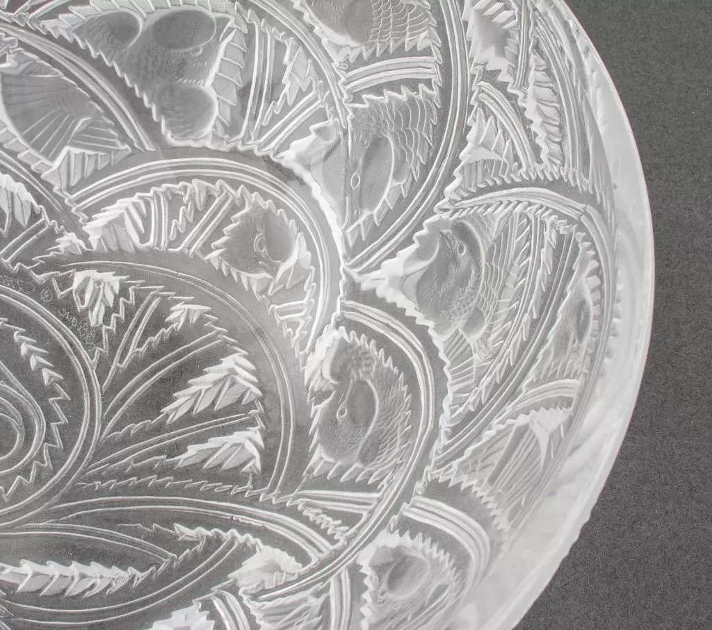 Lalique Frosted & Clear Crystal Bowl