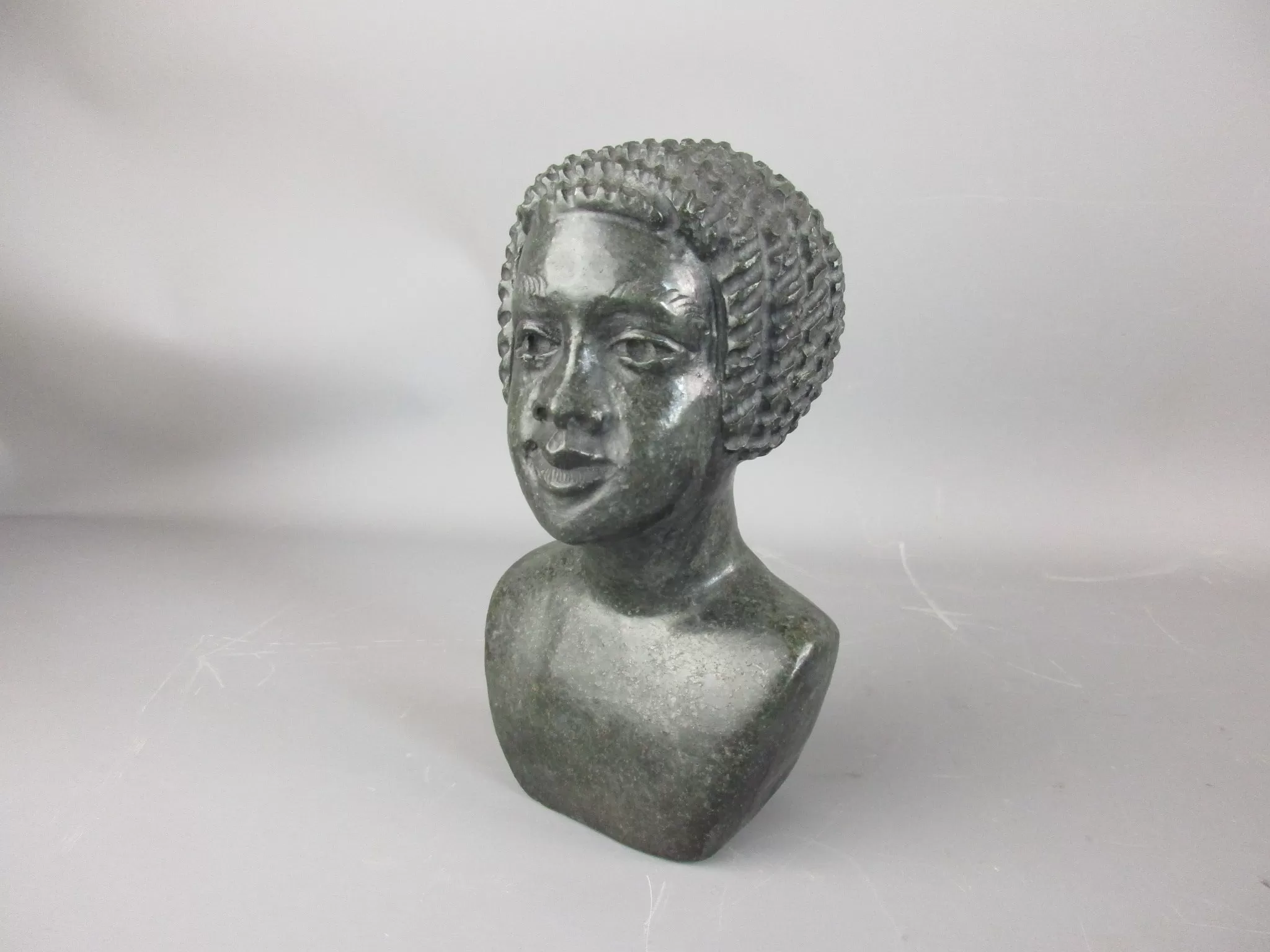 Large Minas Soapstone Head Bust Carving Figure Vintage Mid Century c1950