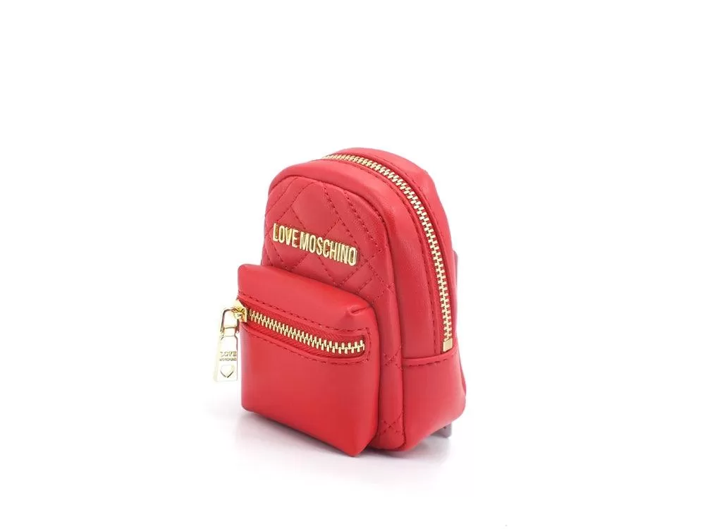 LOVE MOSCHINO Portachiavi Bags Charms Quilted Mini Zaino Rosso JC6403PP1ELA0500