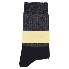 Lurex Block Socks - Silver  / Blue