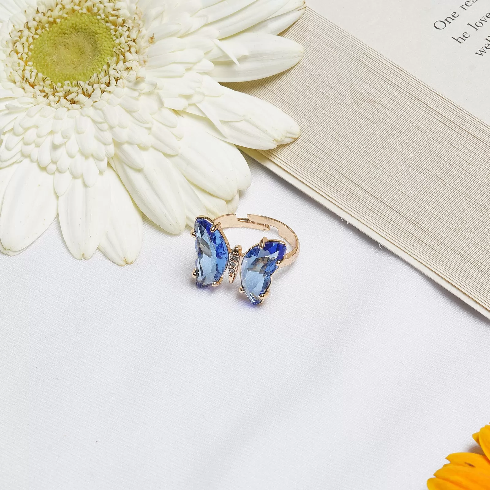 Mabel Butterfly Big Blue Stone Ring