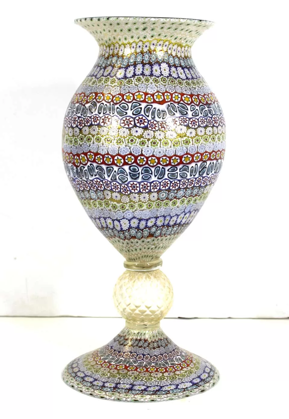 Maestro Imperio Rossi Italian Murano Glass Millefiori Monumental Vase