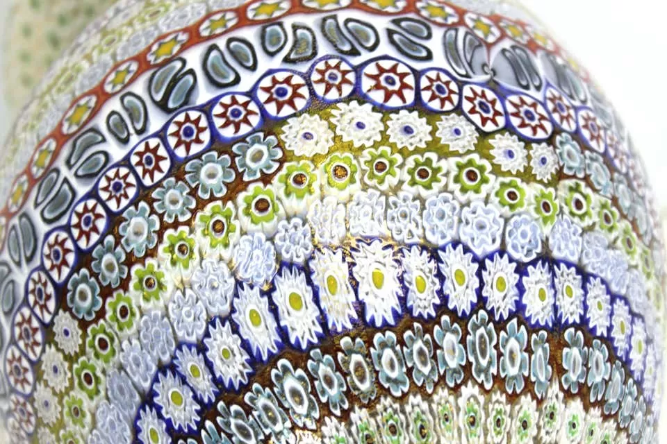 Maestro Imperio Rossi Italian Murano Glass Millefiori Monumental Vase