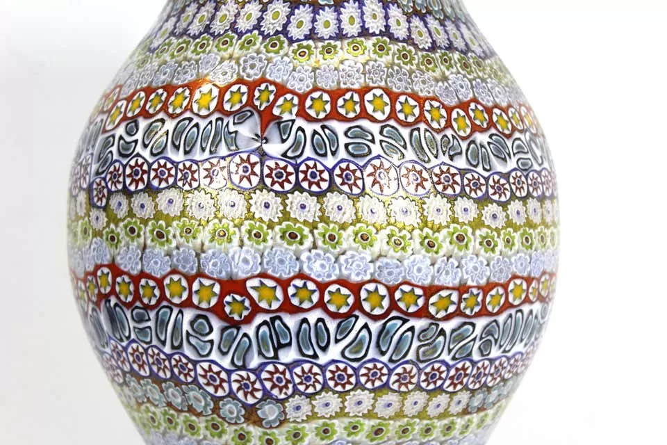 Maestro Imperio Rossi Italian Murano Glass Millefiori Monumental Vase