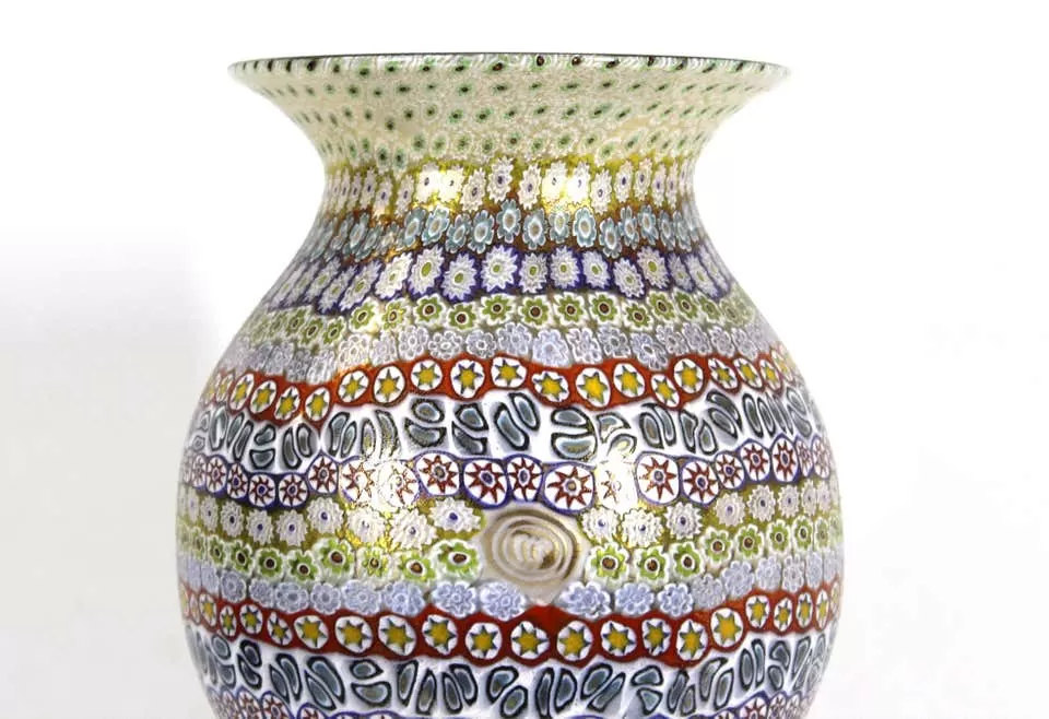 Maestro Imperio Rossi Italian Murano Glass Millefiori Monumental Vase