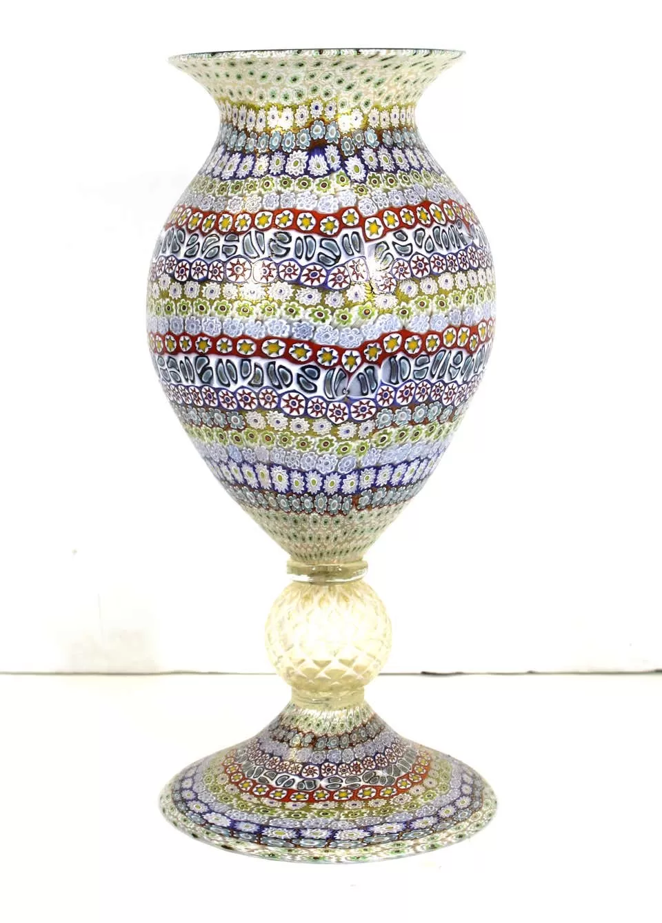 Maestro Imperio Rossi Italian Murano Glass Millefiori Monumental Vase