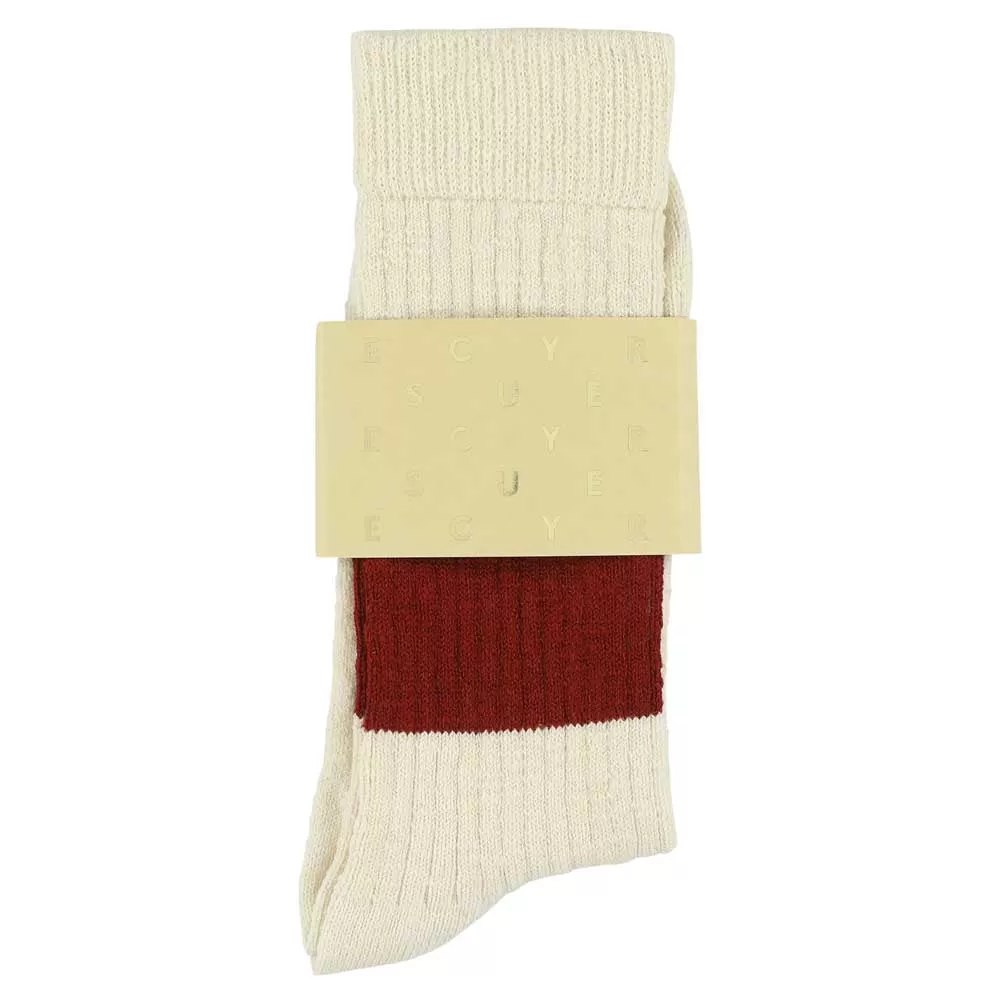 Melange Band Socks - Ecru / Brick