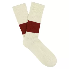 Melange Band Socks - Ecru / Brick