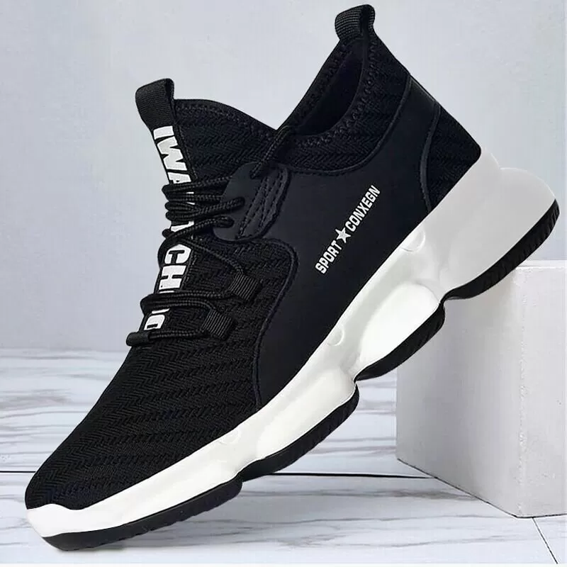 Men Lace Up Running Shoes Outdoor Sports Sneakers Breathable Mesh Comfort Jogging Shoes