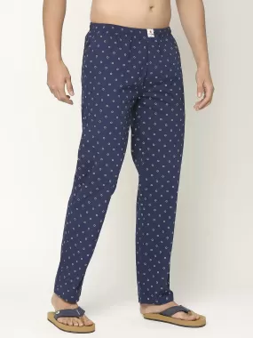 Men Premium Cotton Printed Navy Pyjama- UnderJeans by Spykar