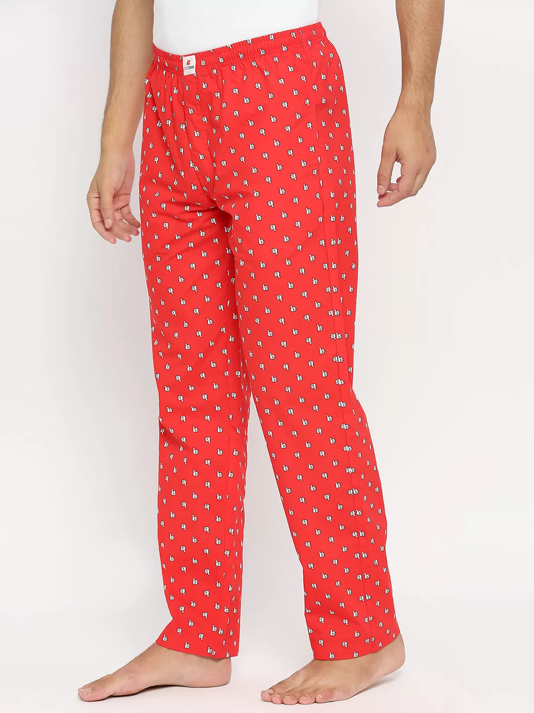 Men Premium Red Cotton Woven Pyjama - UnderJeans by Spykar