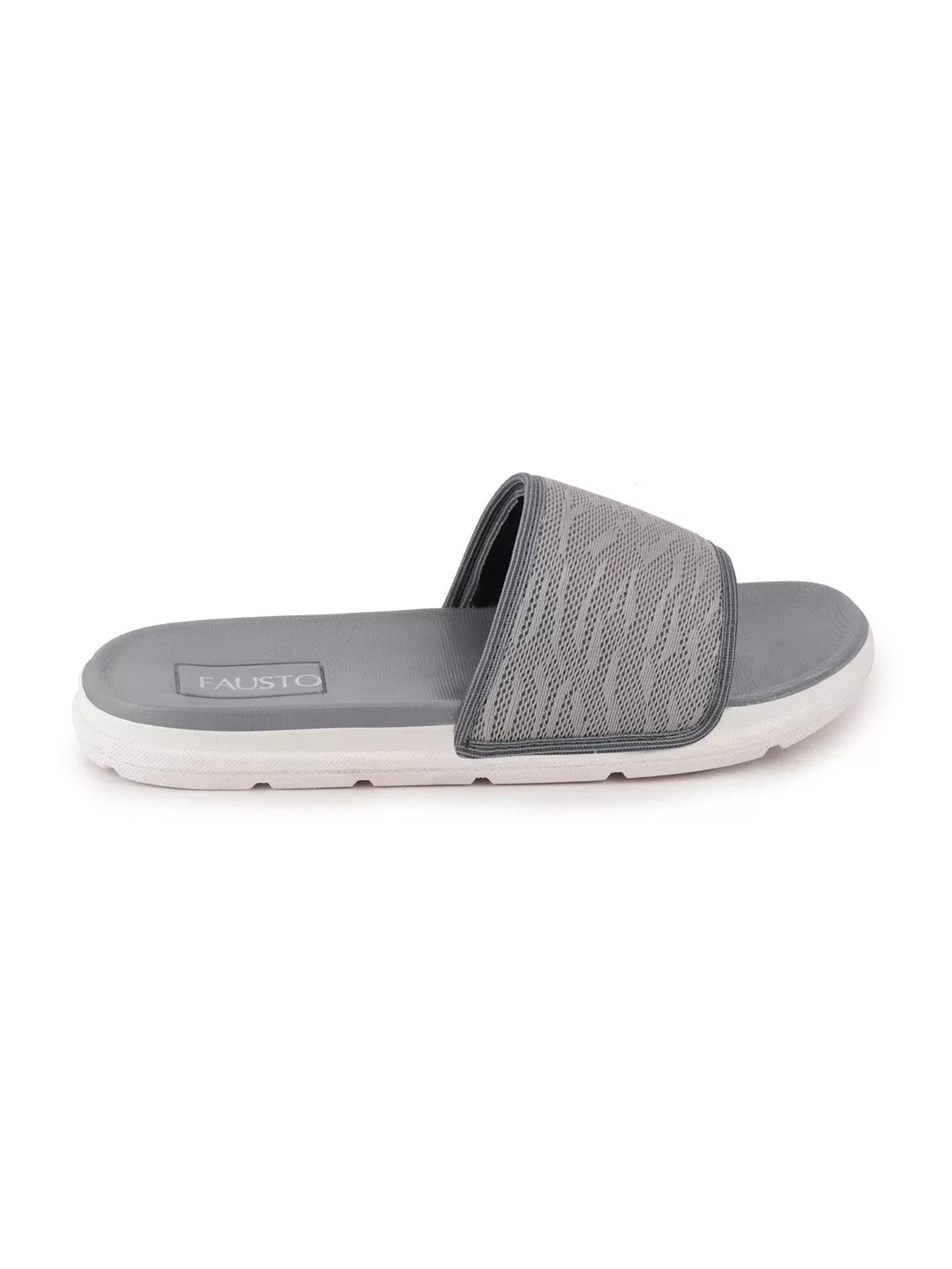 Men Steel Grey Casual Slip-On Slider Flip-Flops