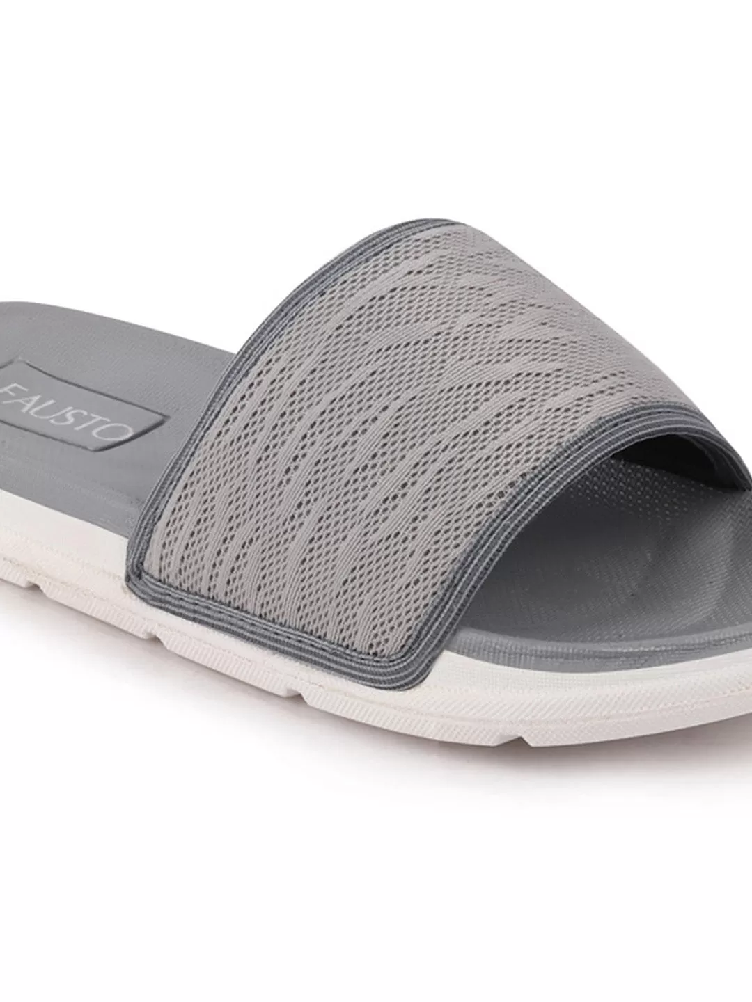 Men Steel Grey Casual Slip-On Slider Flip-Flops