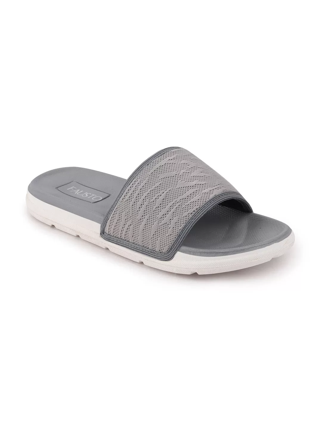 Men Steel Grey Casual Slip-On Slider Flip-Flops