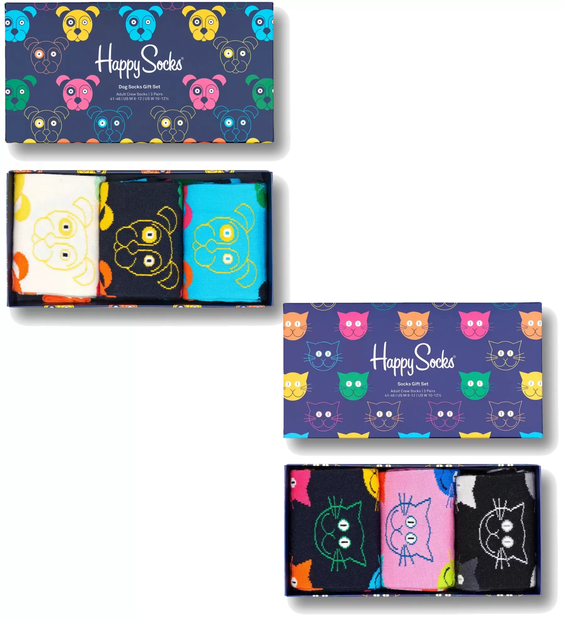 Mens Happy Socks Mixed Dog Gift Box - 3 Pack