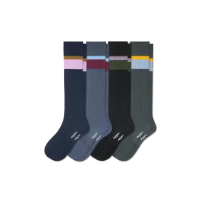 Men's Ribbed Dress Over the Calf Sock 4-Pack