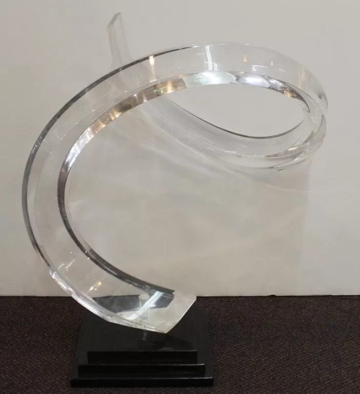 Mid-Century Modern Abstract Lucite Swirl on Stone