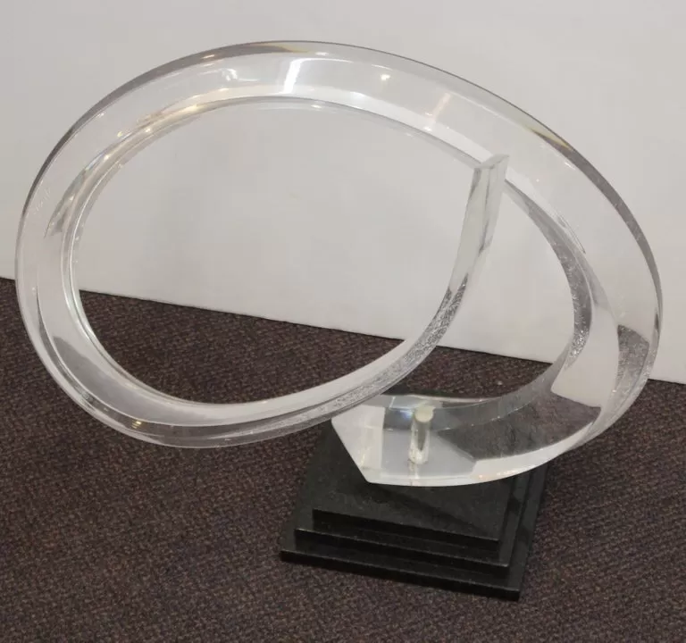 Mid-Century Modern Abstract Lucite Swirl on Stone