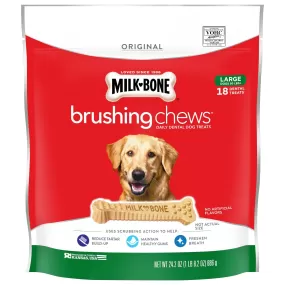 Milk-Bone Brushing Chews Daily Dental Dog Treats, Large, 24.2 Oz. Bag, 18 Bones Per Bag