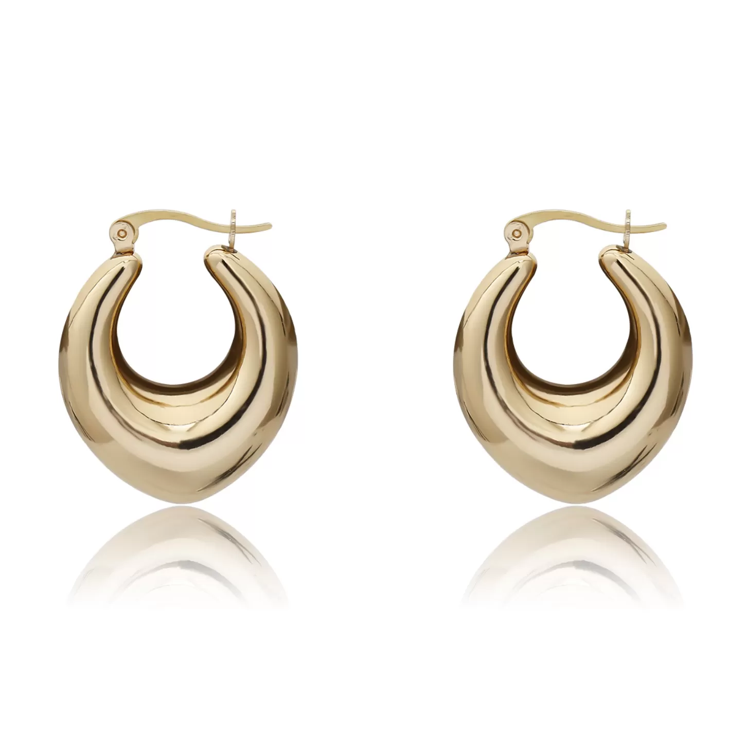 Minimal Drop Shaped Gold Hoops