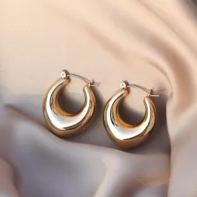 Minimal Drop Shaped Gold Hoops