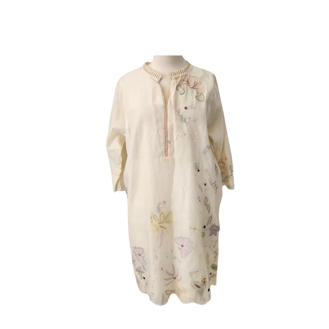 Miraka By Misha Lakhani Cream Embroidered Kurta | Pre Loved |