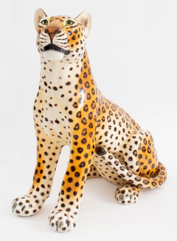 Modern Cheetah Large Ceramic Sculpture