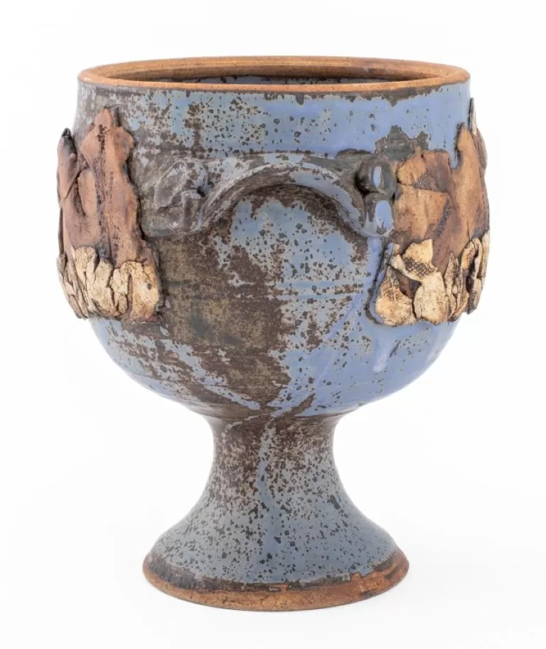 Modern Two Handled Footed Ceramic Urn