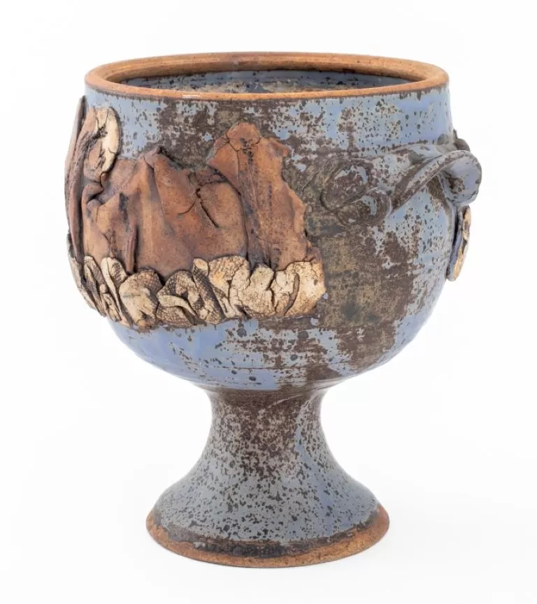 Modern Two Handled Footed Ceramic Urn