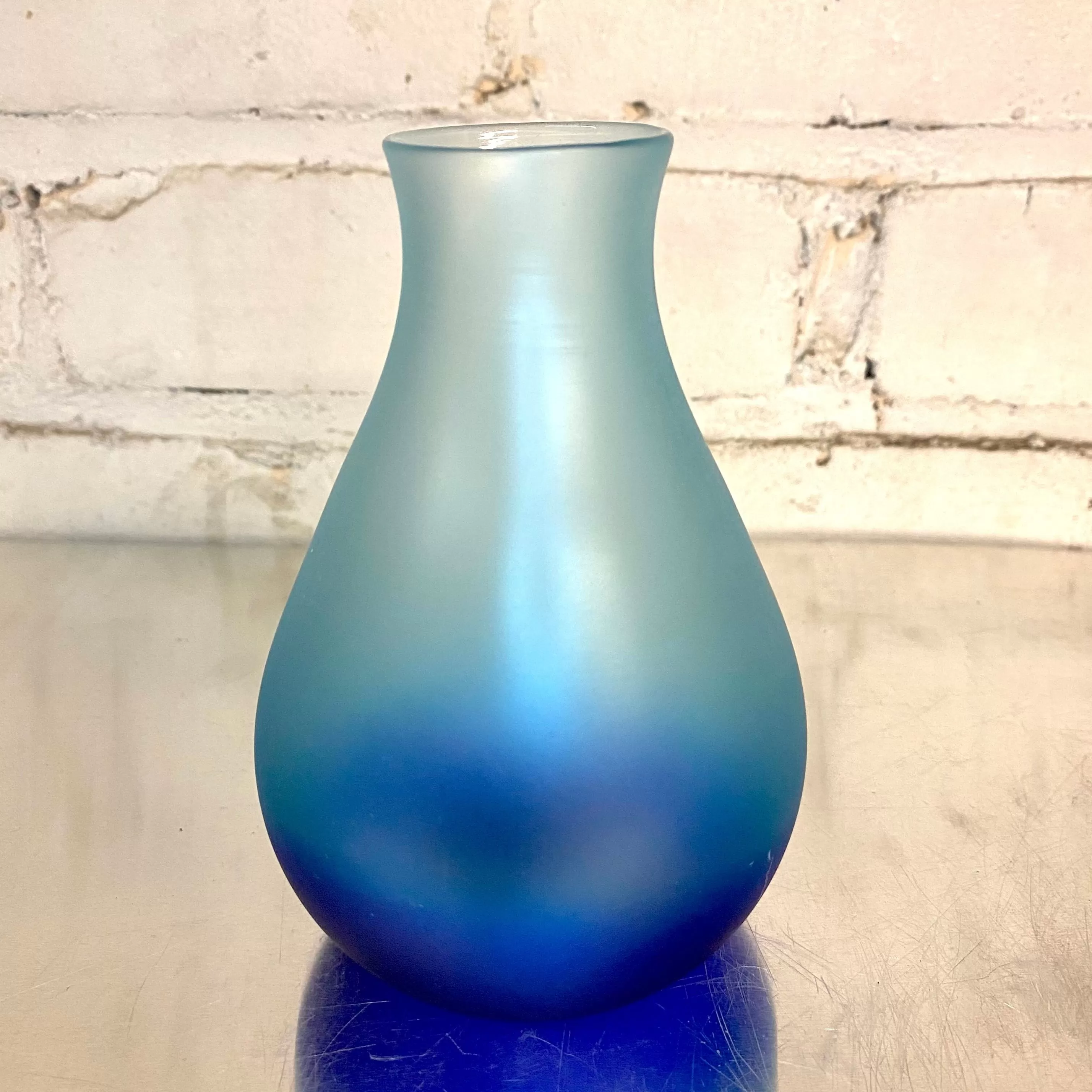 Ombre Bud Vases in Blues by J Shannon Floyd Glass