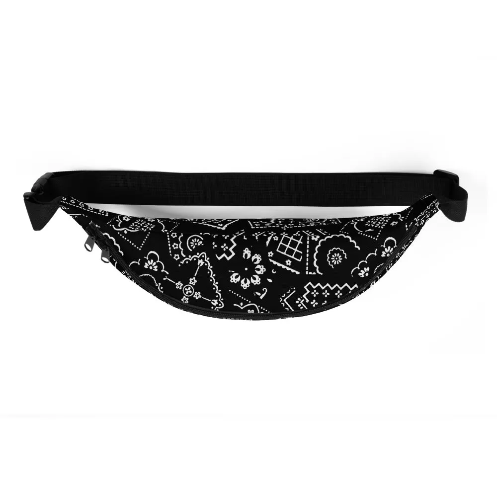 PAISLEY PRINT FANNY PACK - BLACK