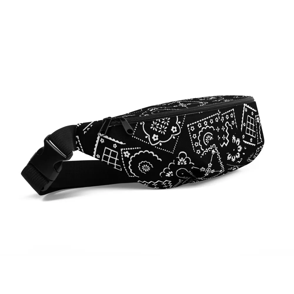 PAISLEY PRINT FANNY PACK - BLACK