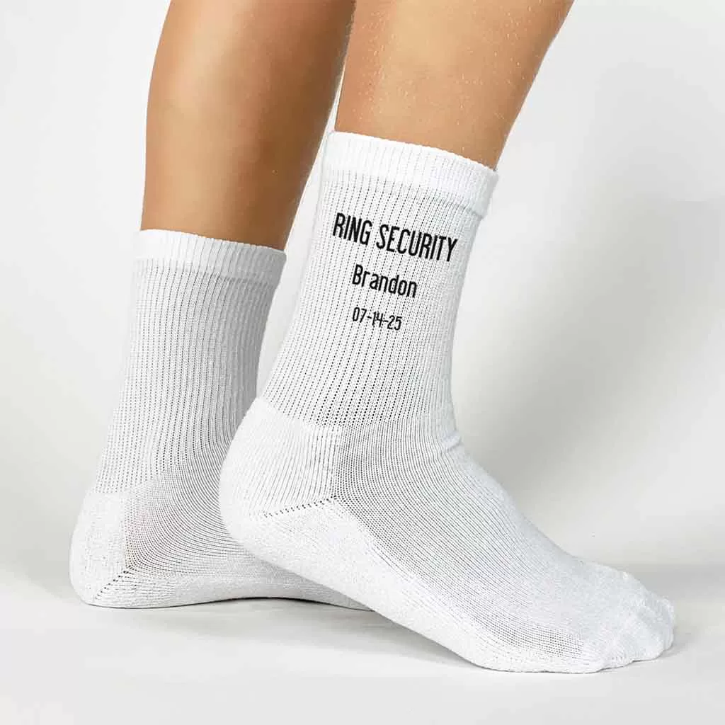 Ring Security Wedding Socks Personalized with Name and Date