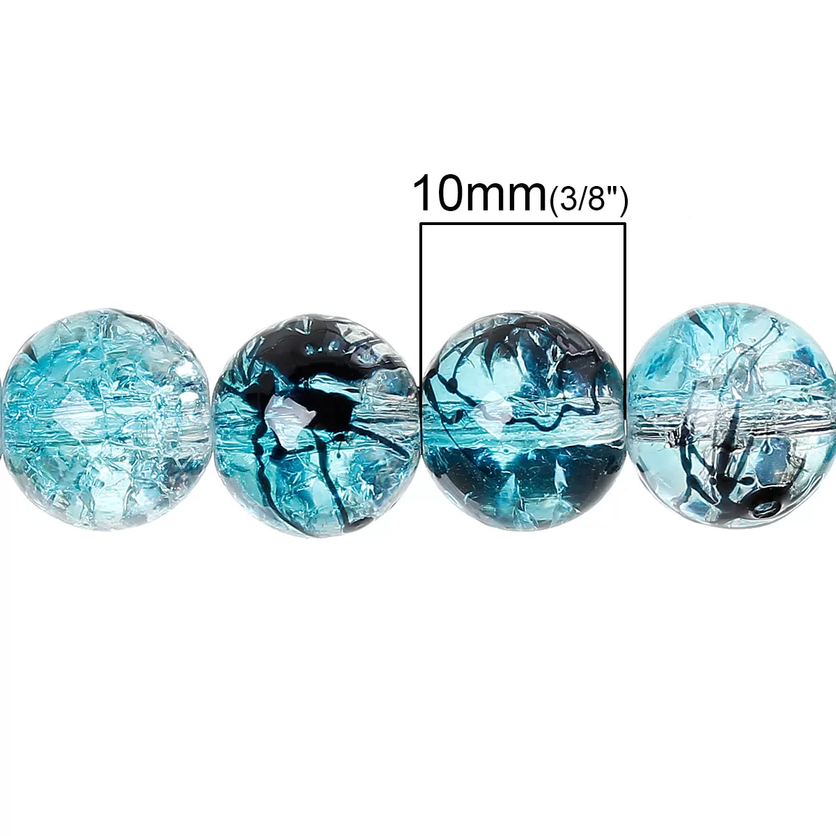 Round Glass Artistic Czech Loose Beads for Jewelry Making 10mm Blue Beads 10pcs