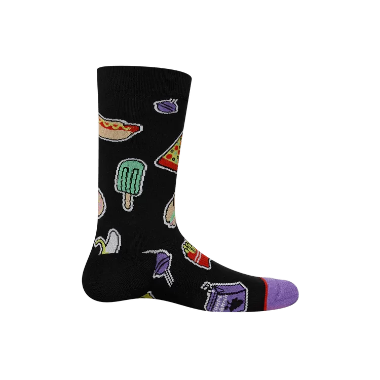 SAXX Men's Whole Package Crew Sock - Sticker Snacks- Black