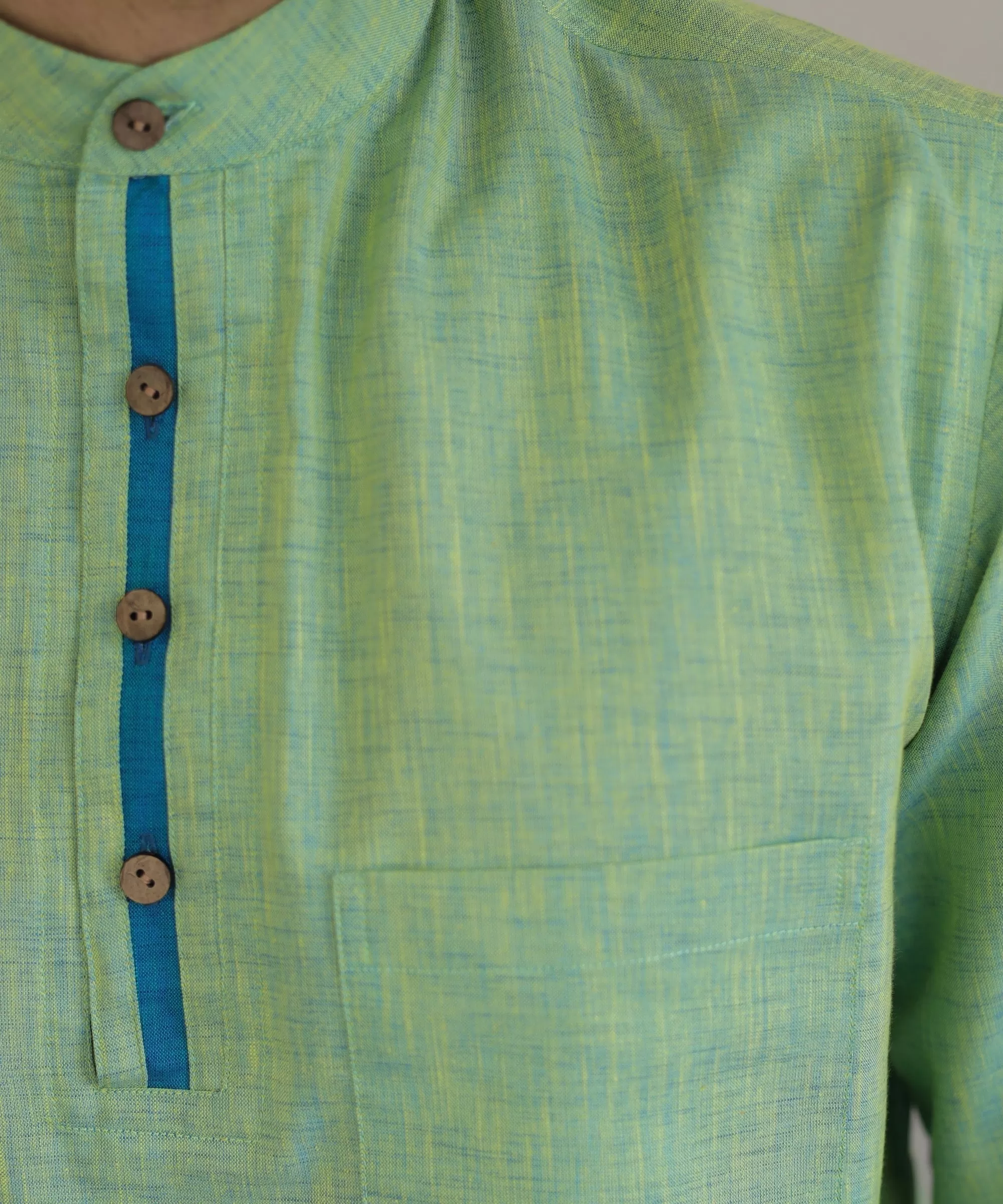 Serene Sage Teal Linen Kurta Pyjama Set