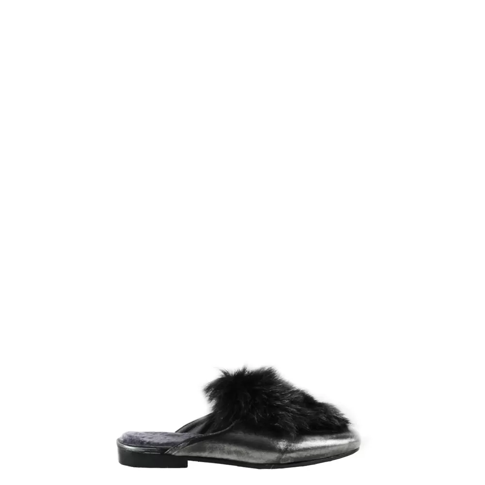 Slipper Fur Hollywood Metal Sport Silver