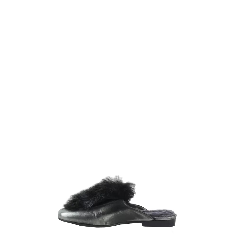 Slipper Fur Hollywood Metal Sport Silver