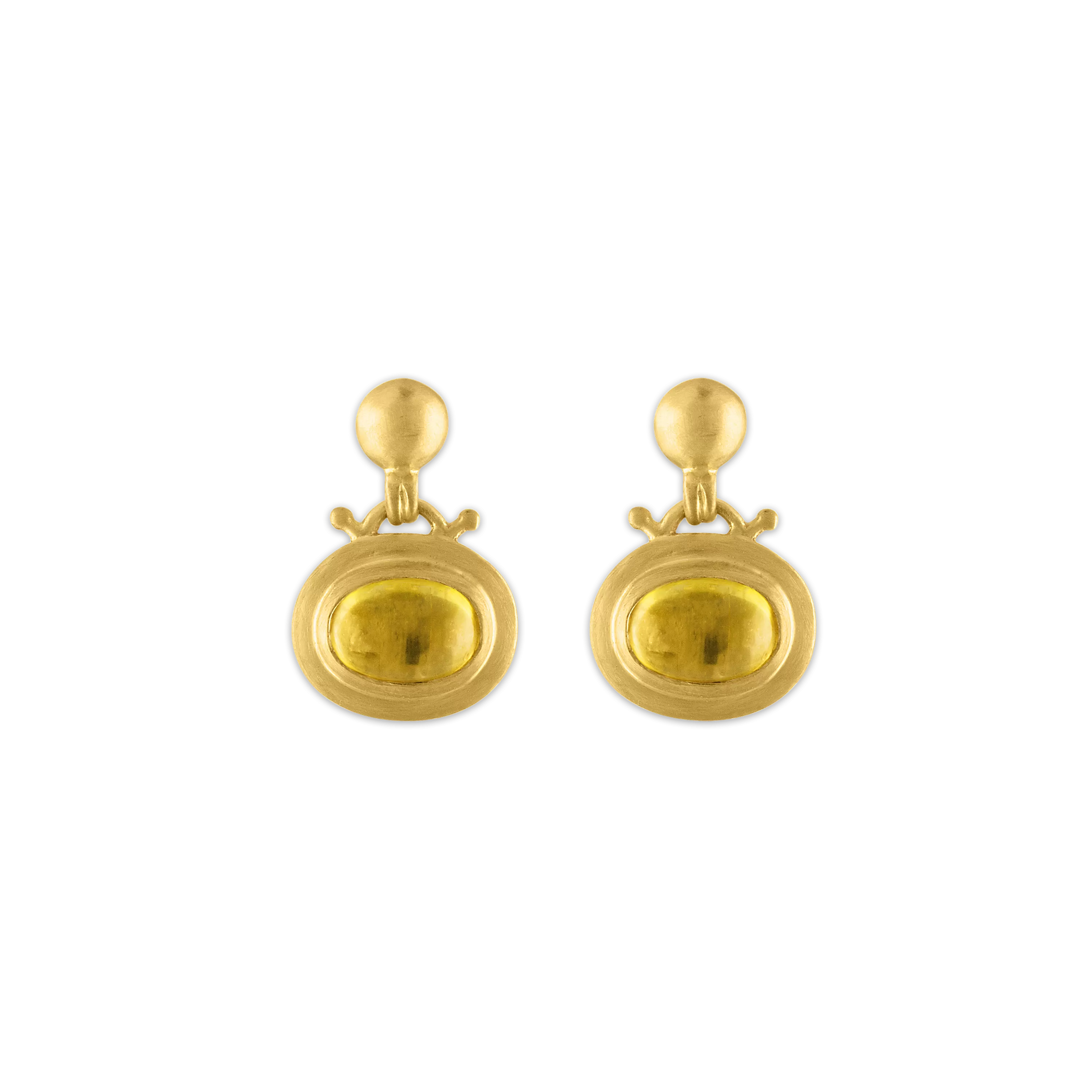 Small Yellow Tourmaline Bell Earrings