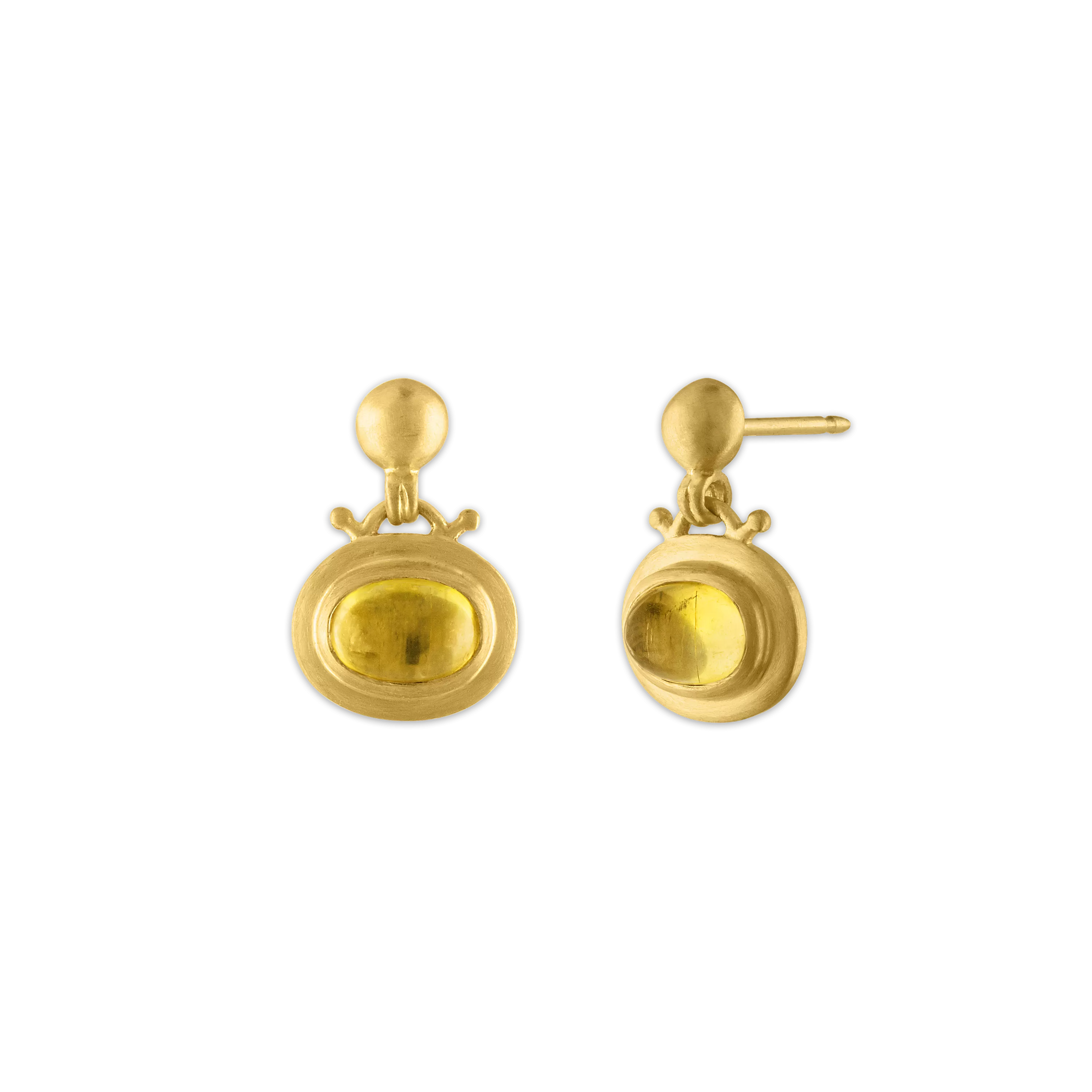 Small Yellow Tourmaline Bell Earrings