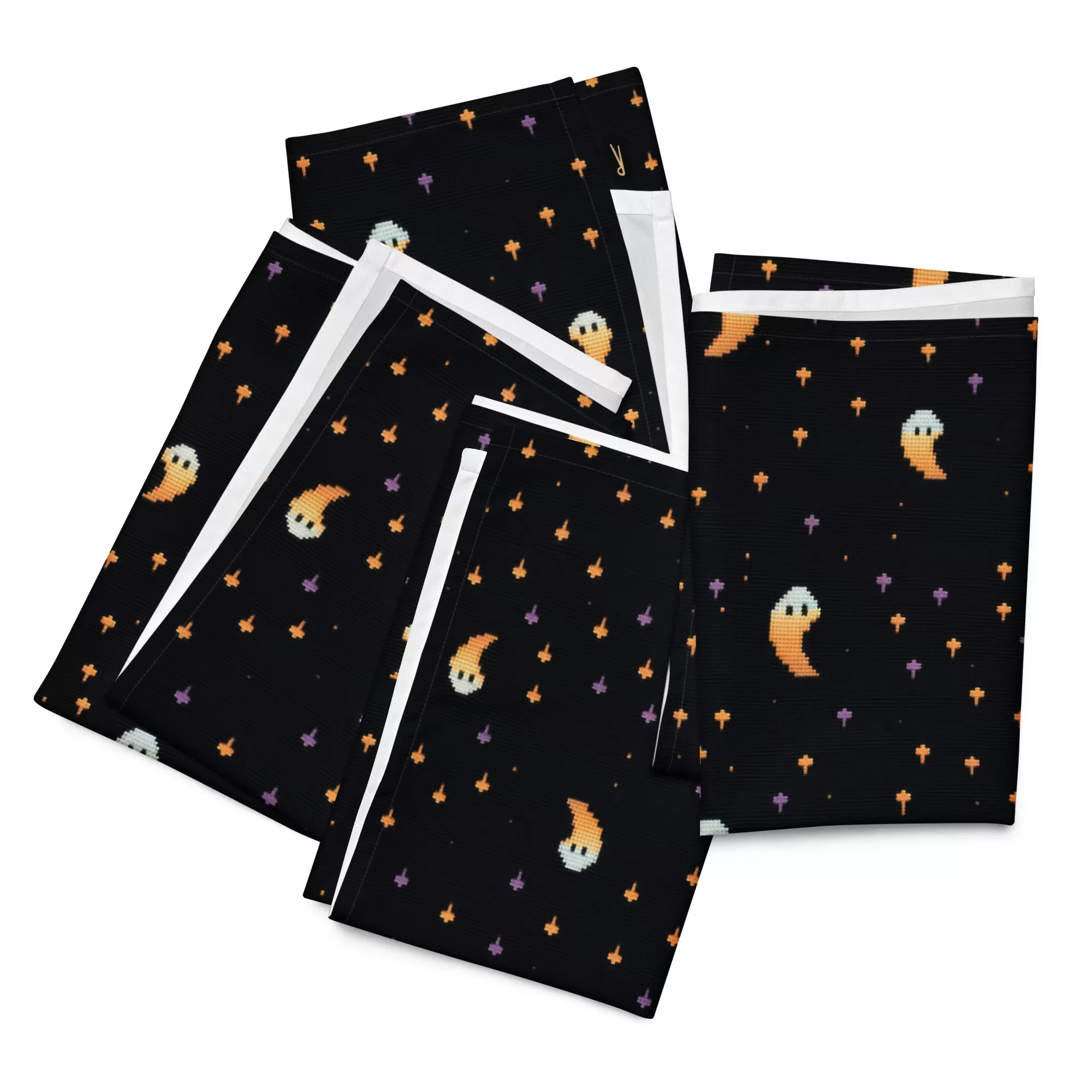 Stargazin' Spectres Cloth Napkins Set of 4 - Dark Academia Cute Ghosts - Gothic Home Decor - Goth Table Setup