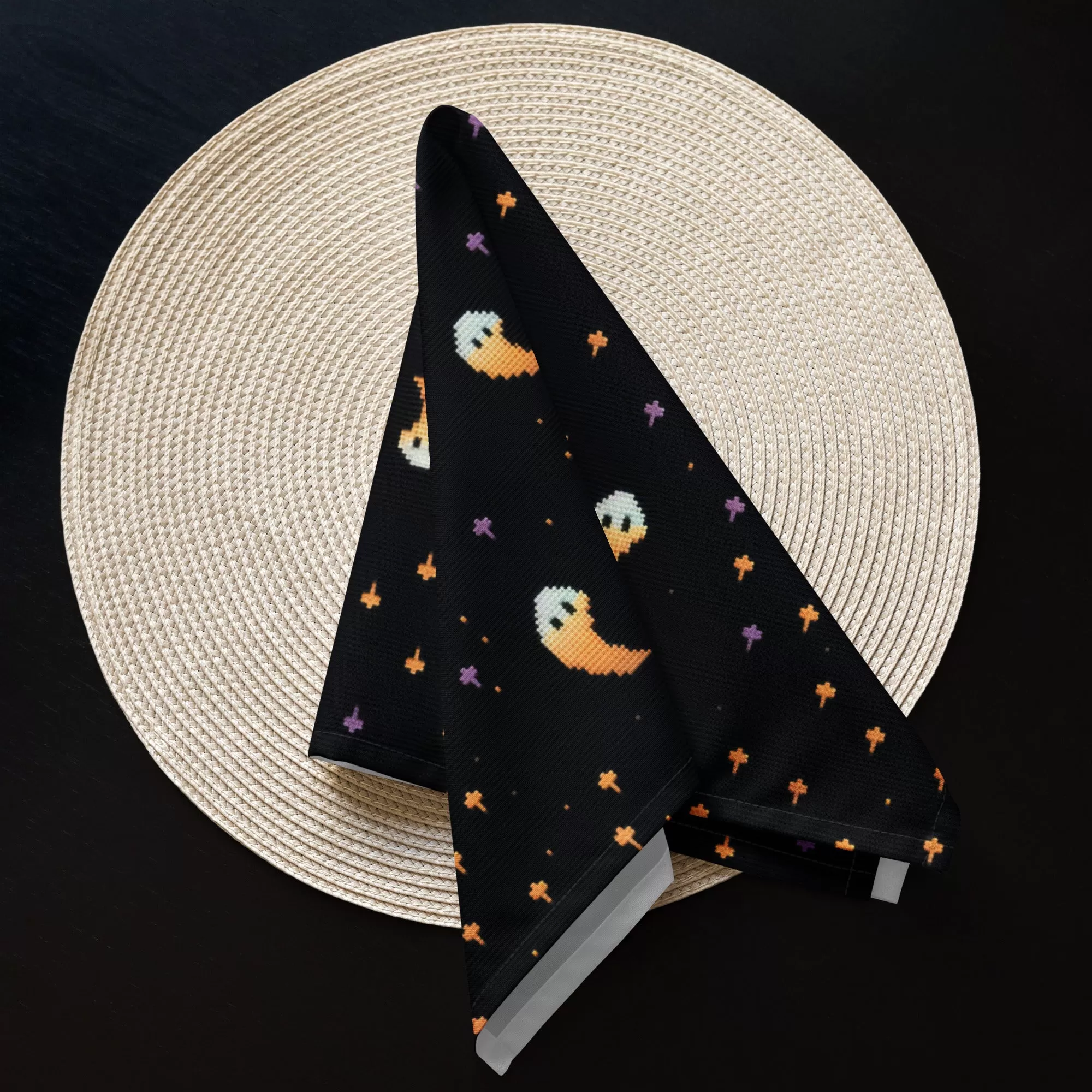 Stargazin' Spectres Cloth Napkins Set of 4 - Dark Academia Cute Ghosts - Gothic Home Decor - Goth Table Setup