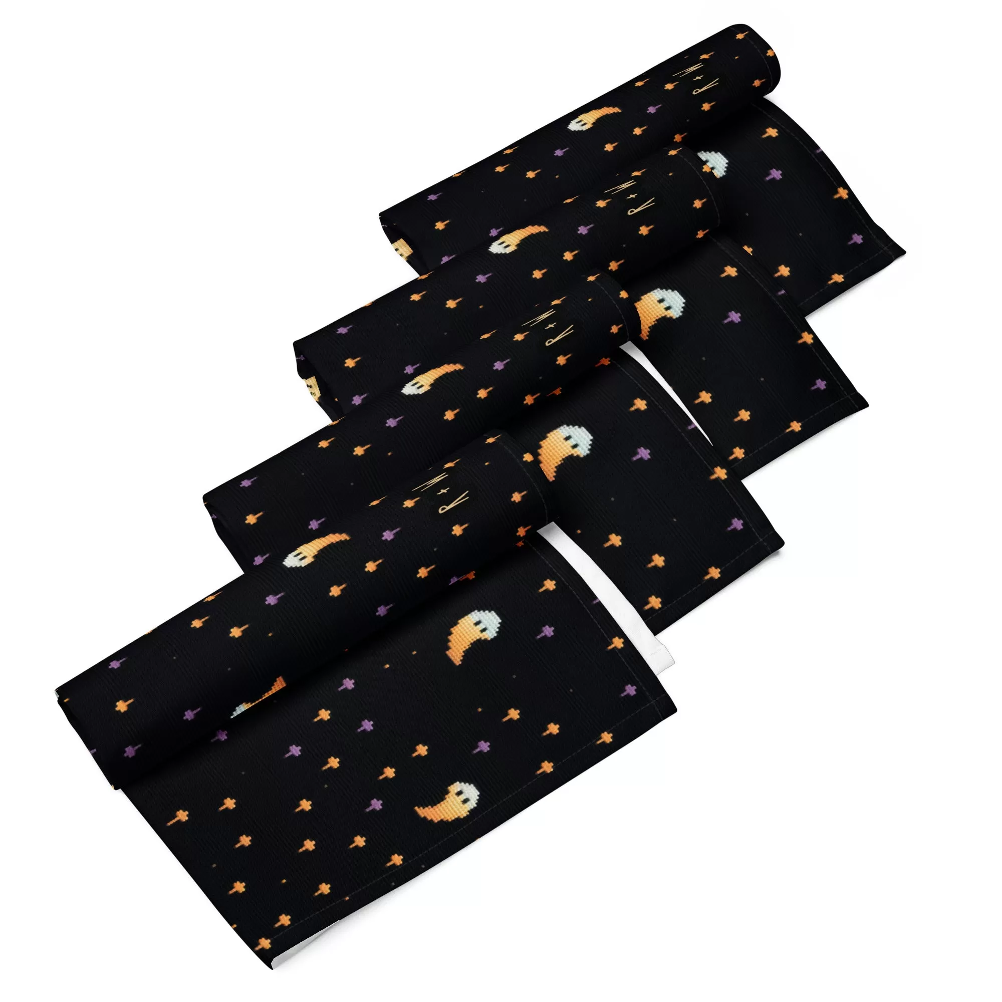 Stargazin' Spectres Cloth Napkins Set of 4 - Dark Academia Cute Ghosts - Gothic Home Decor - Goth Table Setup