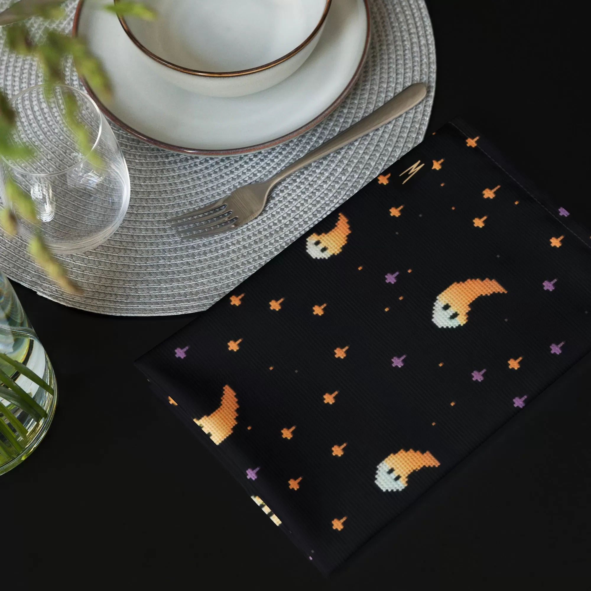 Stargazin' Spectres Cloth Napkins Set of 4 - Dark Academia Cute Ghosts - Gothic Home Decor - Goth Table Setup