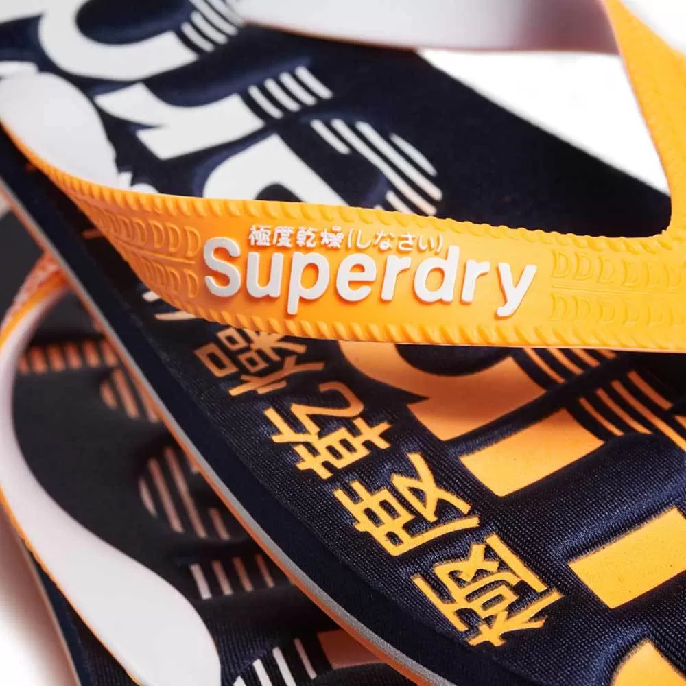 Superdry Scuba Logo Faded Flip Flops Dark - Navy / Fluro Orange