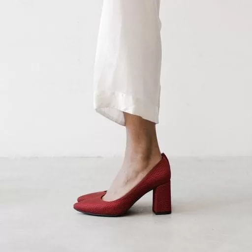 'Tanya 2'  vegan red-patterned high heel by Zette Shoes